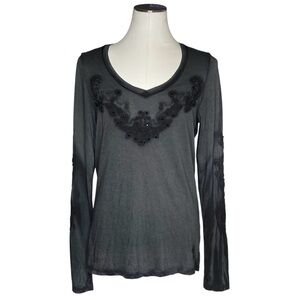 Velvet Stone Y2K black long sleeve top size Large
